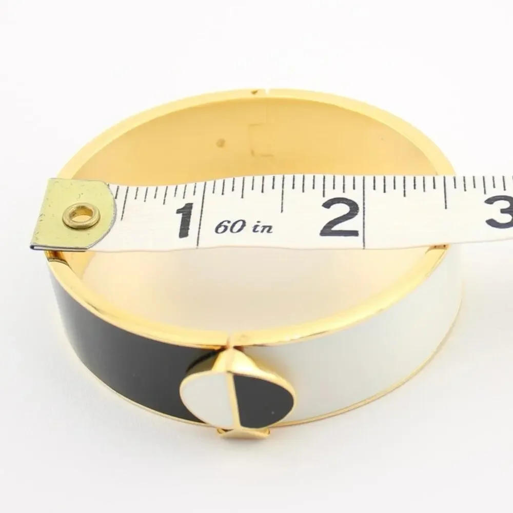 Kate Spade New York Yin Yang Black White Enamel Hinged Bangle Bracelet - Picture 7 of 8